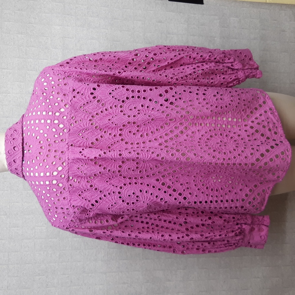 Chico's Magenta Open Eyelet Blouse - Picture 4 of 7
